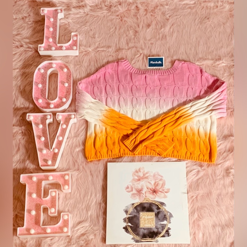 Junior’s Pink and Orange Ombre Sweater
